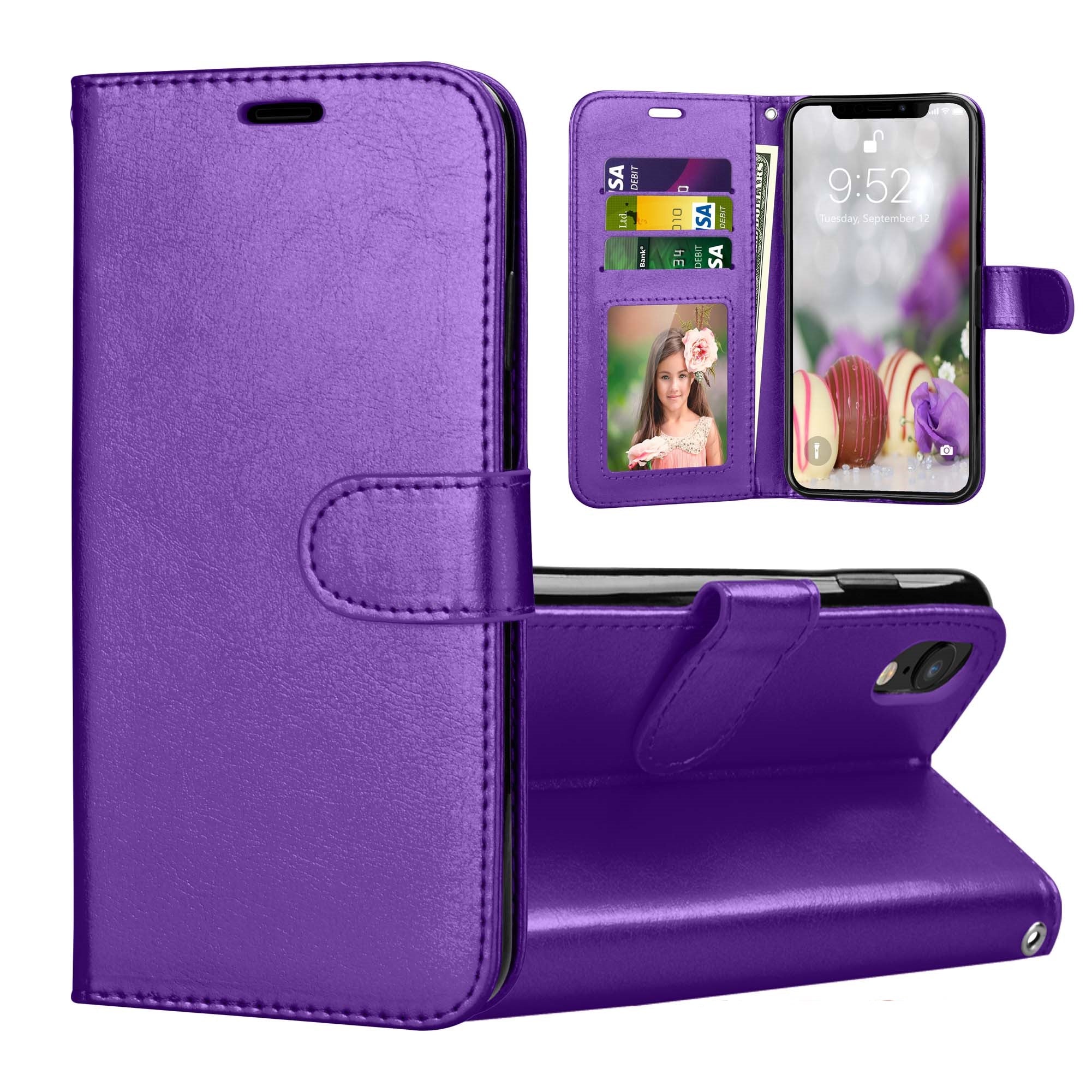 Étui portefeuille folio en cuir pour iPhone XR Étui portefeuille folio en cuir pour iPhone XR